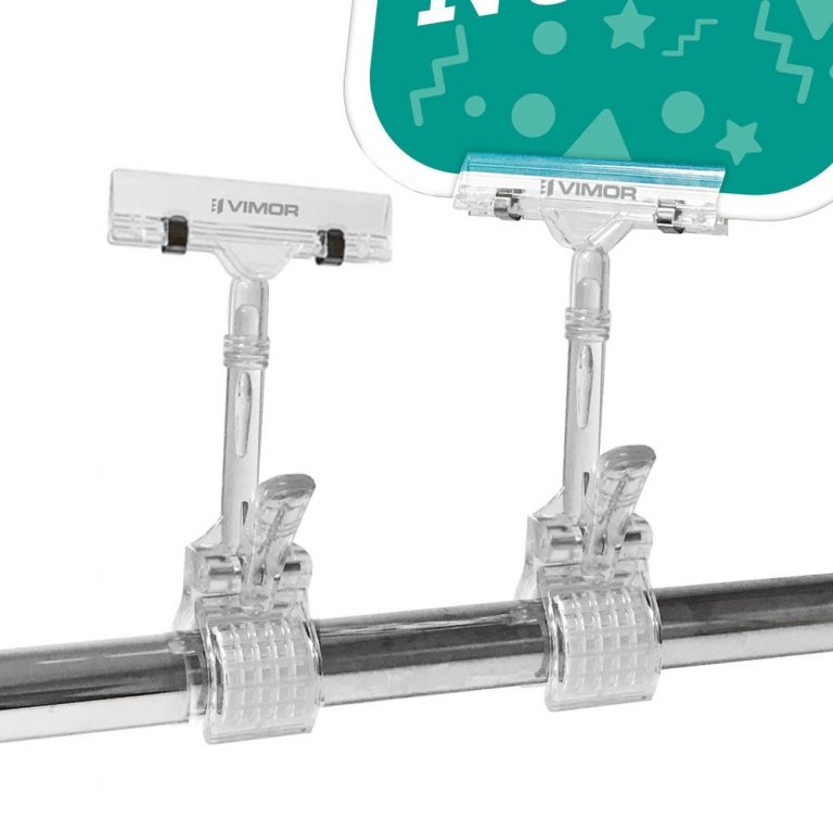 PORTAPRECIOS PINZA TUBO/CARTEL 16.5cm. (en paquete de 5uds)