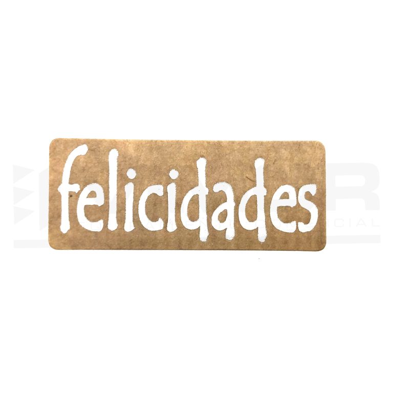 ROLLO 500UDS ADHESIVAS KRAFT "FELICIDADES"