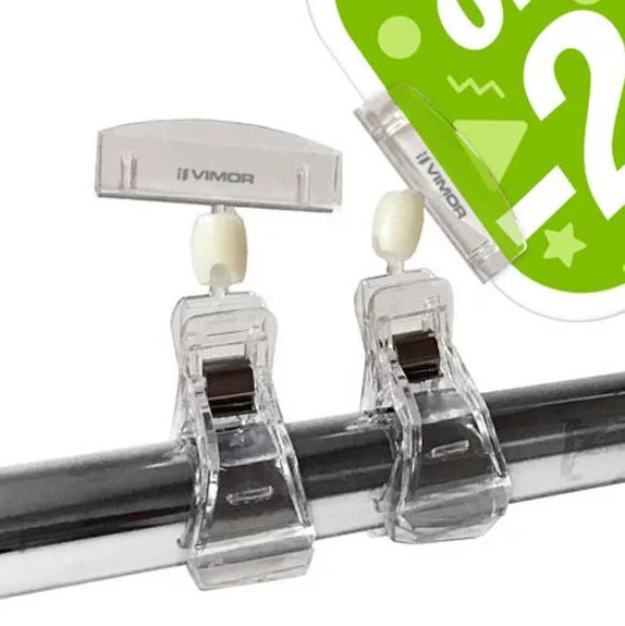 PORTAPRECIOS PINZA TUBO/SUJECCION CARTEL 9.5cm (en paquete de 5uds)