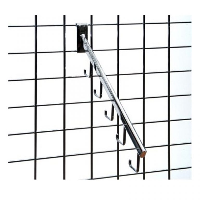 SOPORTE INCLINADO 5 GANCHOS 40cm SISTEMA MALLA
