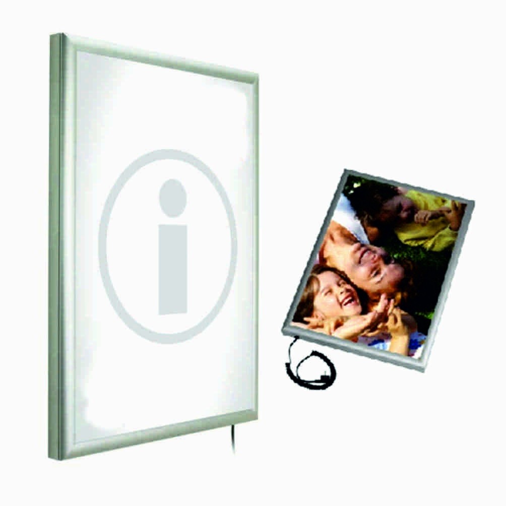 PORTACARTEL MARCO DOBLE CARA CON LUZ APERTURA FRONTAL ALUMINIO 700x1000mm