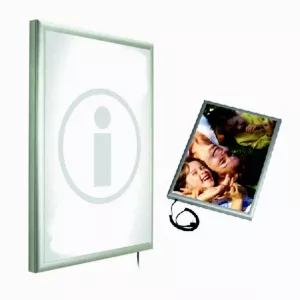 PORTACARTEL MARCO CON LUZ APERTURA FRONTAL ALUMINIO A2