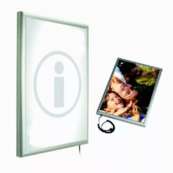 PORTACARTEL MARCO CON LUZ APERTURA FRONTAL ALUMINIO A2