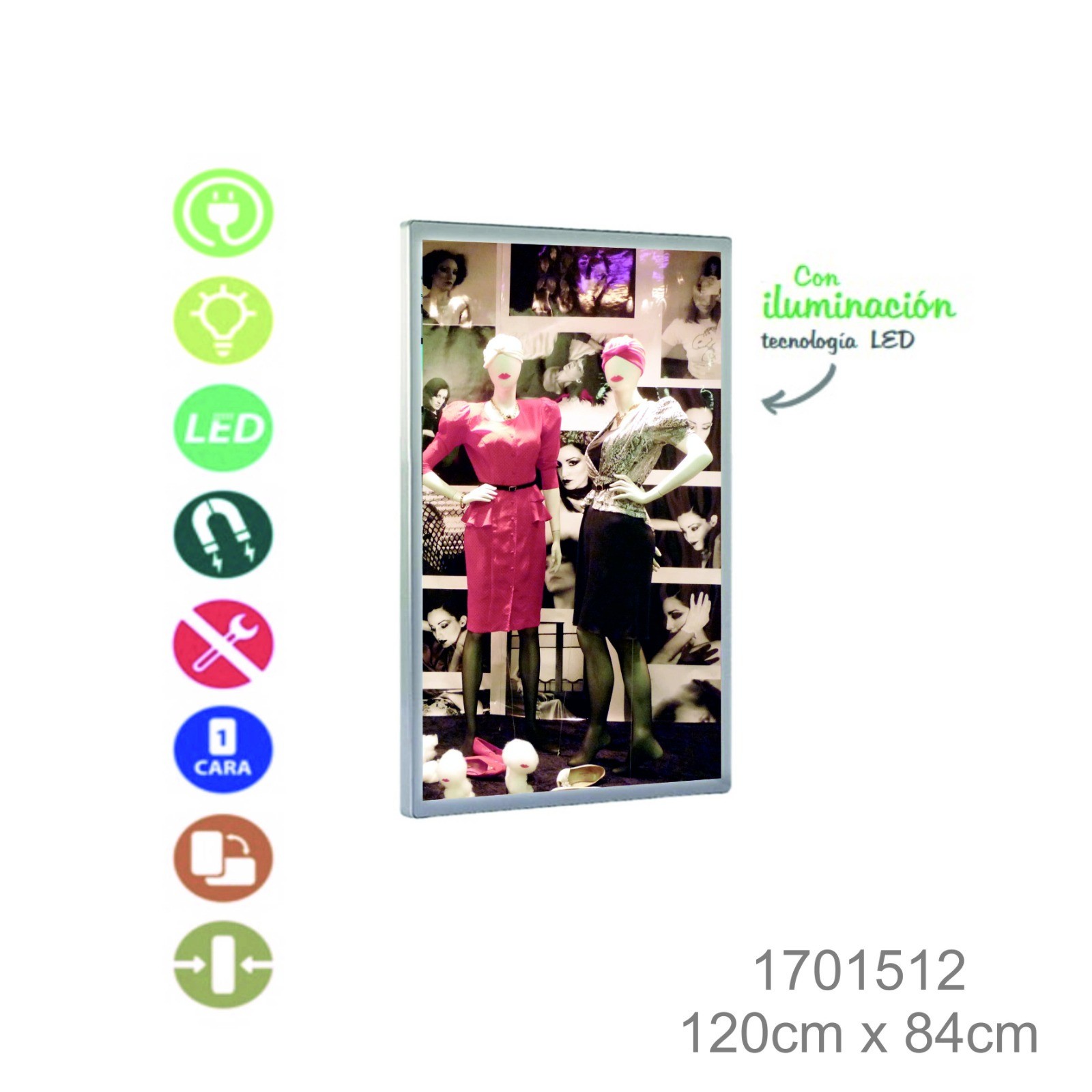 PORTACARTEL LED APERTURA MAGNETICA 841x1189mm 45.5w