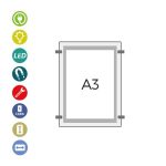 PORTACARTEL MAGNETICO DOBLE LED "SIST.CABLE" A3 VERTICAL 12V-6,7w