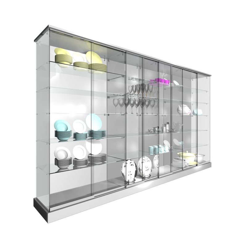 CONJUNTO 2 VITRINAS .1233 + 2 VITRINAS 1234 CON TECHO MADERA