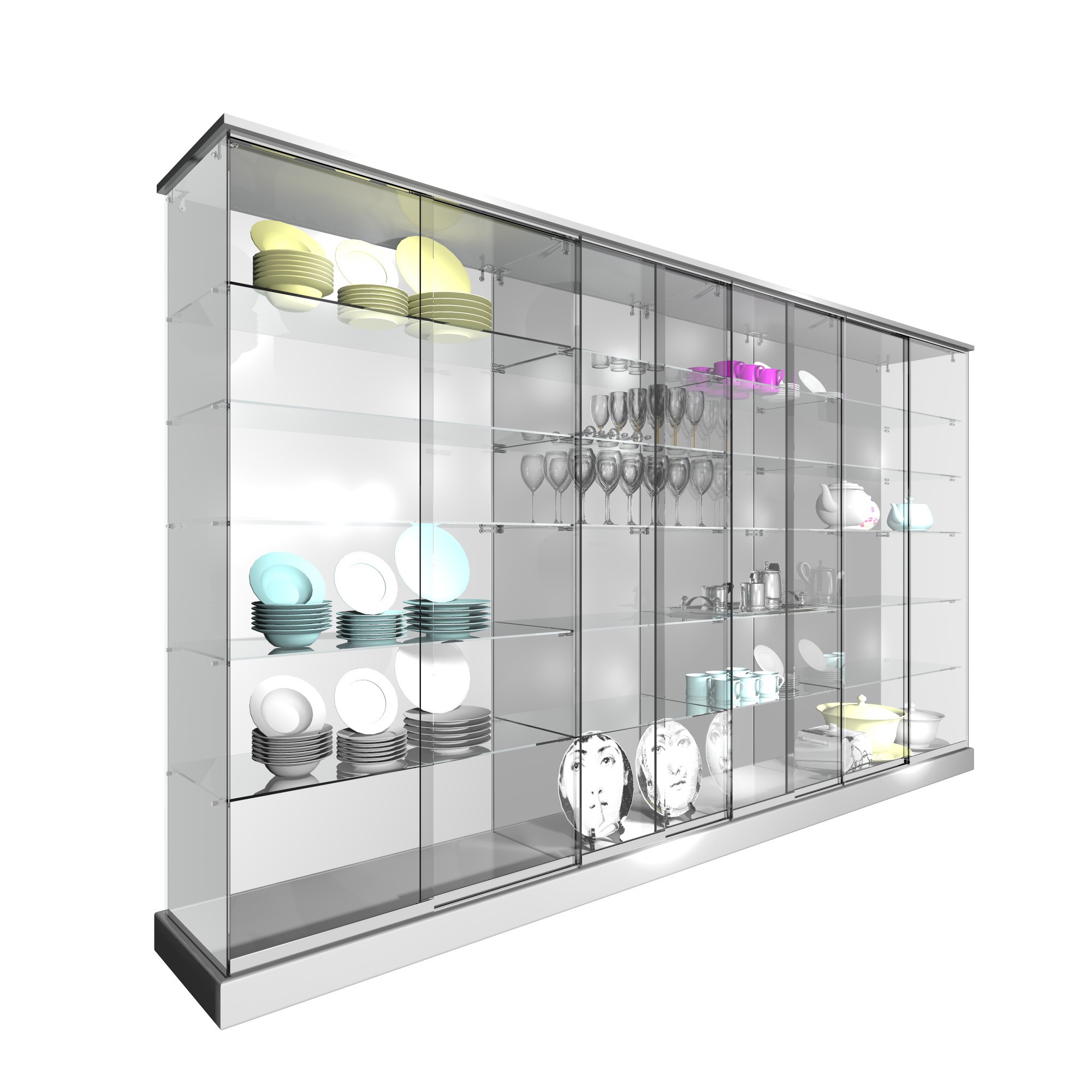 CONJUNTO 2 VITRINAS .1233 + 2 VITRINAS 1234 CON TECHO MADERA