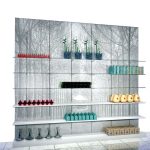 MURAL BERLIN 360cm x 280cm ESTANTES CRISTAL Y MADERA