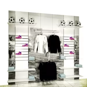 MURAL BERLIN 360cm x 280cm ESTANTES MADERA, ESTANTES CRISTAL Y LAMAS