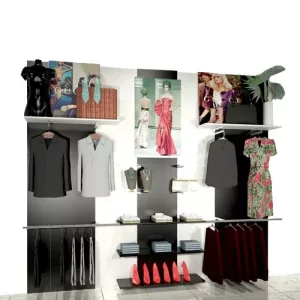 MURAL BERLIN 360cm x 280cm ESTANTES MADERA,, SOPORTE CONFECCION FRONTAL Y LATERAL