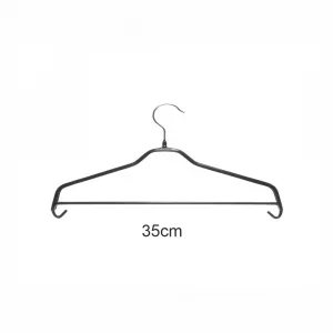 Percha antideslizante para conjuntos con ganchos. Ideal para conjuntos, camisas, pantalones, faldas 35cm de largo. Color negro.