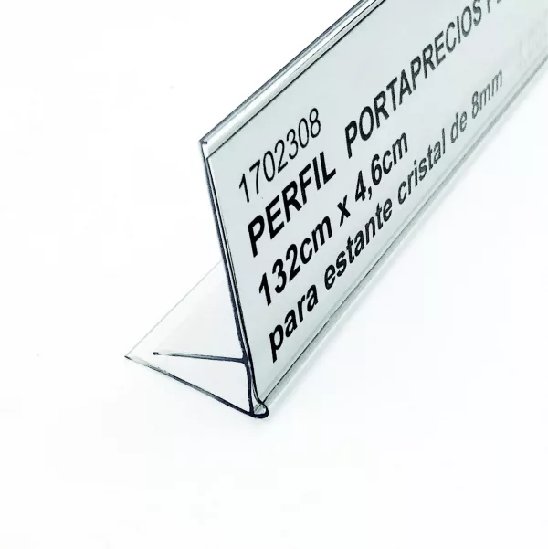 PORTAPRECIOS PERFIL PLASTICO 1320mmx50mm PARA CRISTAL 8mm