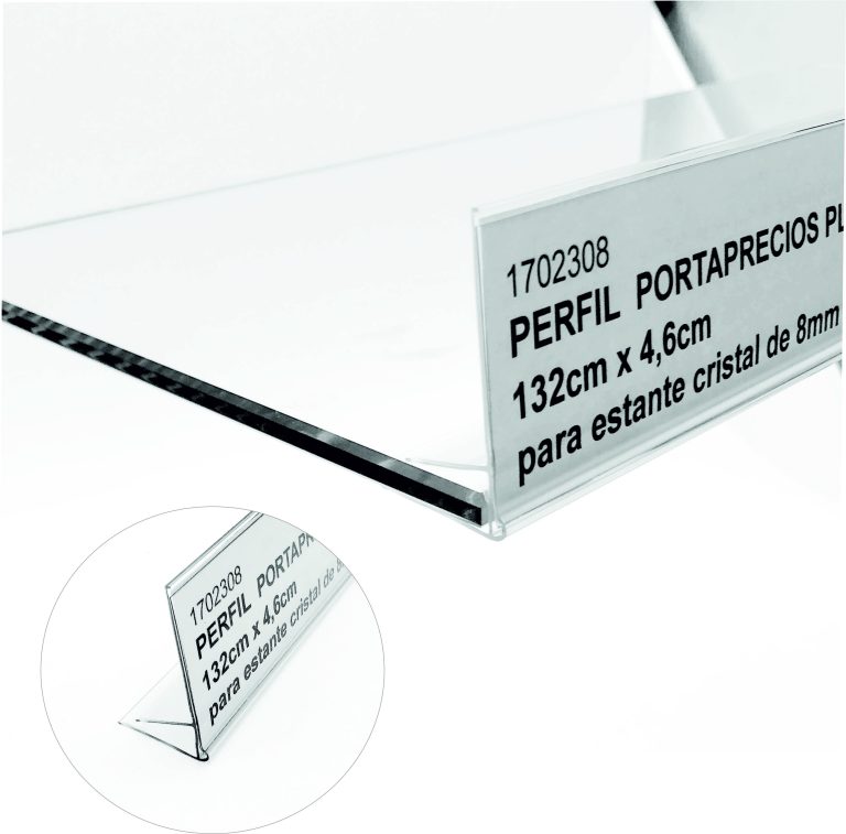 PORTAPRECIOS PERFIL PLASTICO 1320mmx50mm PARA CRISTAL 8mm
