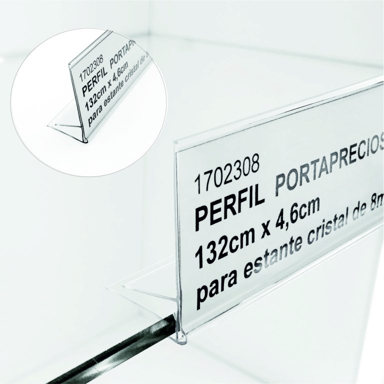 PORTAPRECIOS PERFIL PLASTICO 1320mmx50mm PARA CRISTAL 8mm