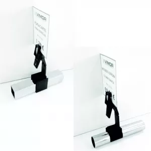 PORTAPRECIOS PINZA TUBO CUADRADO (en paquete de 5uds)