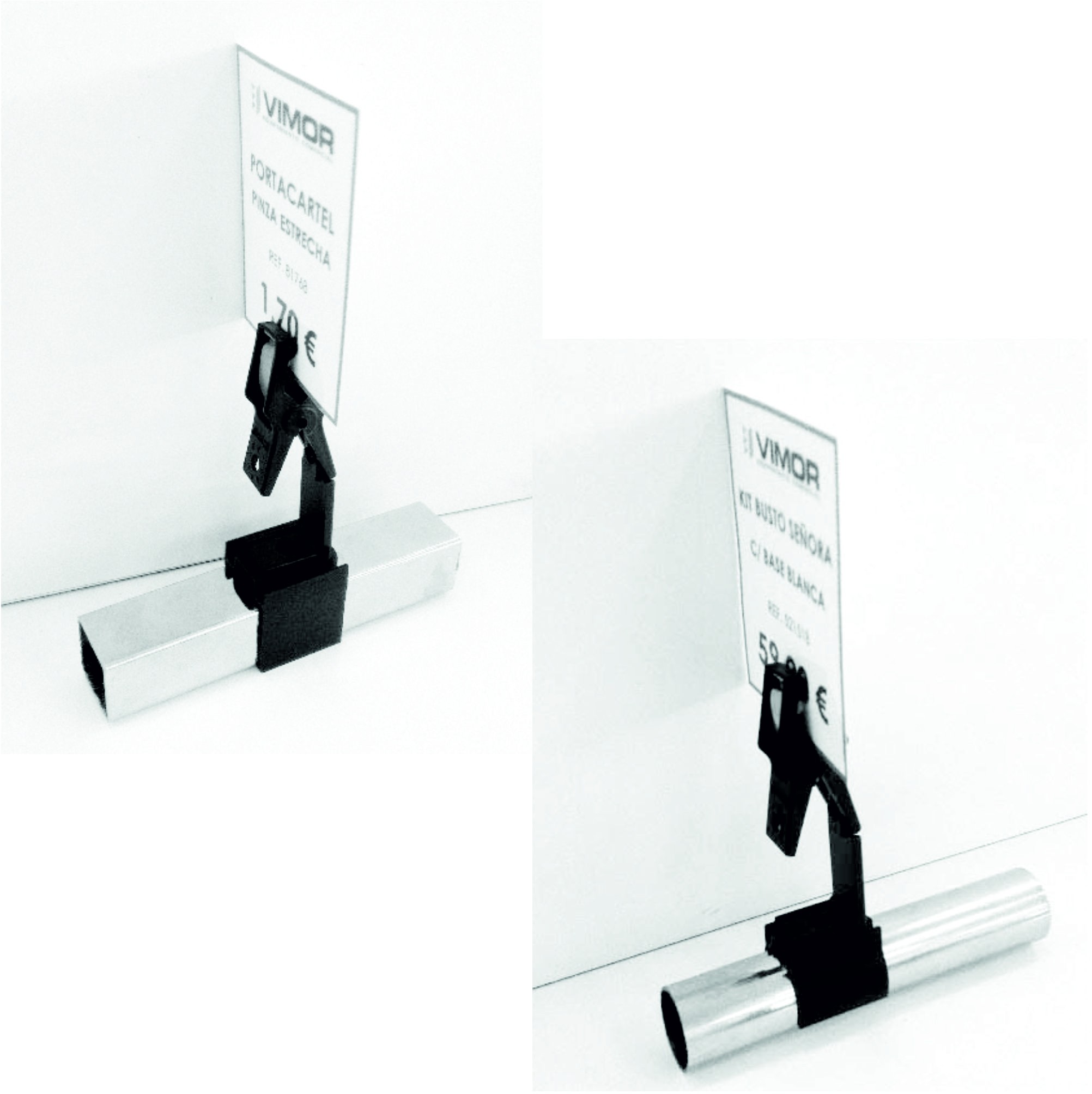 PORTAPRECIOS PINZA TUBO CUADRADO (en paquete de 5uds)