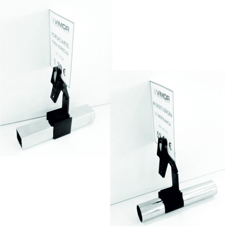 PORTAPRECIOS PINZA TUBO REDONDO (en paquete de 5uds)