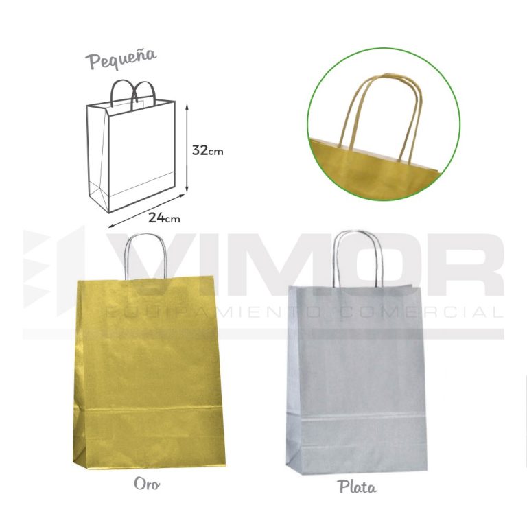 BOLSA ASA RETORCIDA ORO, PLATA P-24+11x32-100gr (en caja de 300uds)