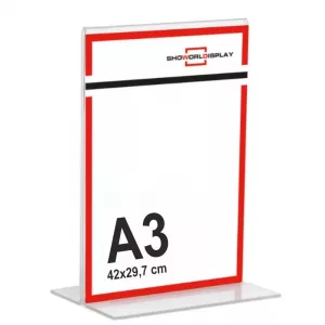 PORTACARTEL METACRILATO VERTICAL base T A3