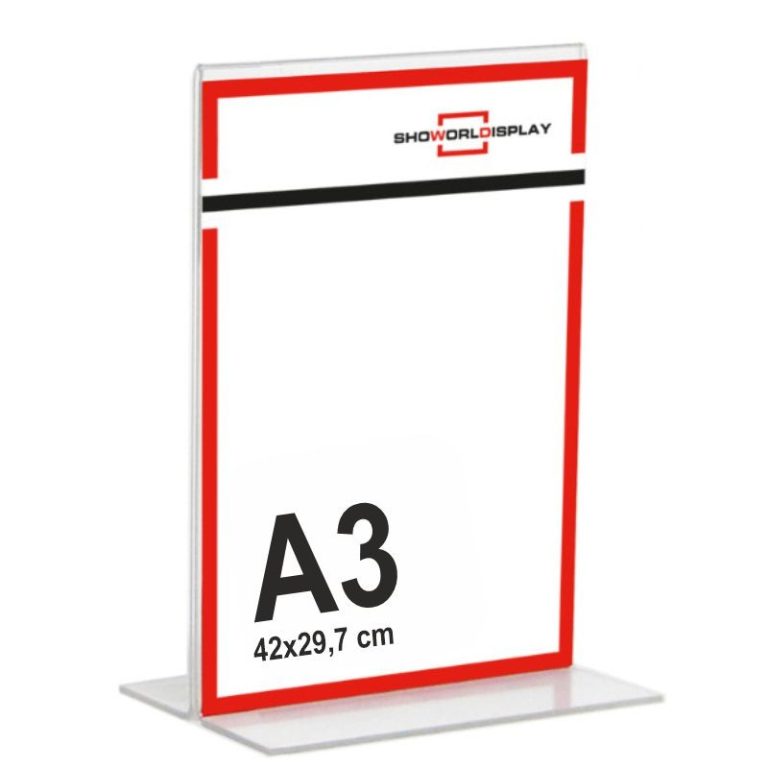 PORTACARTEL METACRILATO VERTICAL base T A3