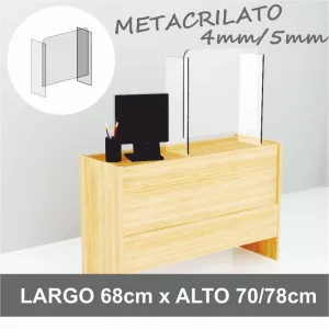 MAMPARA PROTECTORA MOSTRADOR ADAPTABLE EN 2 ALTURAS 67.5cms