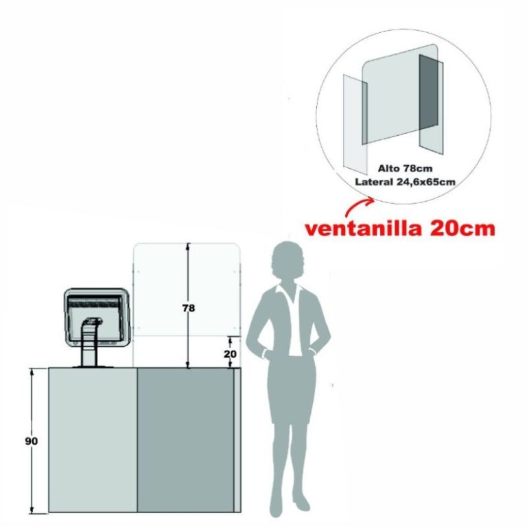 MAMPARA PROTECTORA MOSTRADOR ADAPTABLE EN 2 ALTURAS 67.5cms