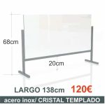 MAMPARA MESA/MOSTR. ACERO INOX./CRISTAL TEMPLADO 138cms