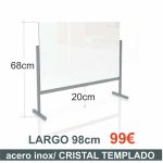 MAMPARA MESA/MOSTR. ACERO INOX./CRISTAL TEMPLADO 98cms