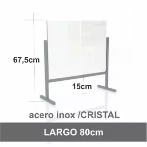 MAMPARA MESA/MOSTR. ACERO INOX./CRISTAL 5mm