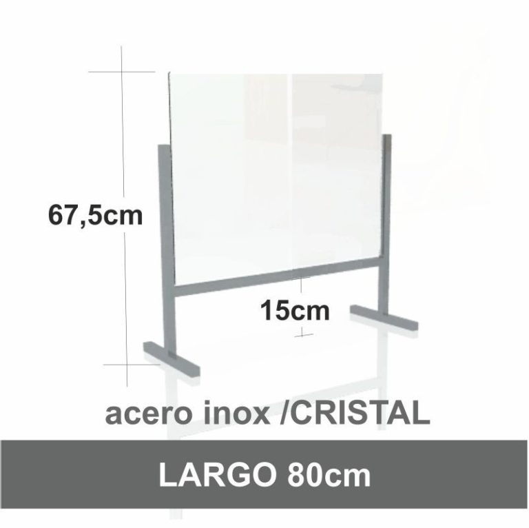 MAMPARA MESA/MOSTR. ACERO INOX./CRISTAL 5mm