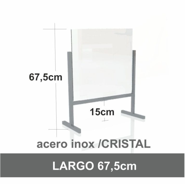 MAMPARA MESA/MOSTR. ACERO INOX./CRISTAL 5mm