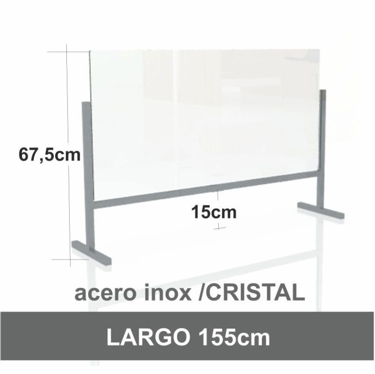 MAMPARA MESA/MOSTR. ACERO INOX./CRISTAL 5mm