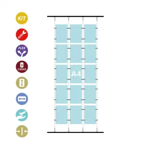 EXPOSITOR 15 PORTACARTELES DIN A4 VERTICAL 15A4V SISTEMA CABLE