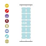 EXPOSITOR 10 PORTACARTELES DIN A4 VERTICAL 10A4V SISTEMA CABLE