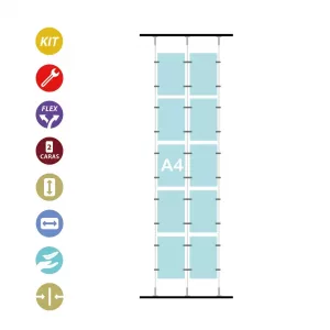 EXPOSITOR 10 PORTACARTELES DIN A4 VERTICAL 10A4V SISTEMA CABLE