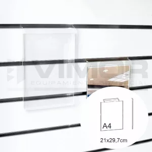 PORTACARTEL VERTICAL A4 A4 A-30cm B-21cm SISTEMA LAMAS