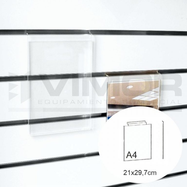 PORTACARTEL VERTICAL A4 A4 A-30cm B-21cm SISTEMA LAMAS