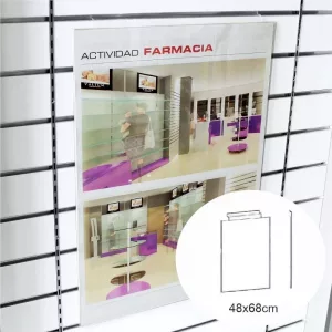 PORTACARTEL VERTICAL 48X68 A-68cm B-48cm SISTEMA LAMAS
