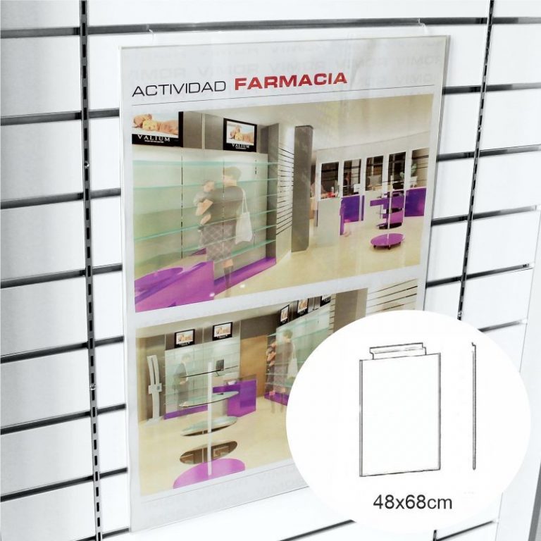 PORTACARTEL VERTICAL 48X68 A-68cm B-48cm SISTEMA LAMAS