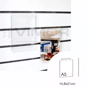 PORTACARTEL VERTICAL A5 A5 A-21cm B-15cm SISTEMA LAMAS