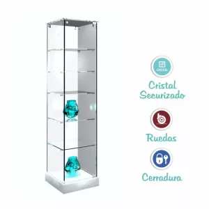 VITRINA CRISTAL 8mm TEMPLADO, 5 ESTANTES 460x460x1900