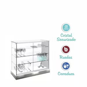 VITRINA CRISTAL 8mm TEMPLADO, 3 ESTANTES 1020x460x950