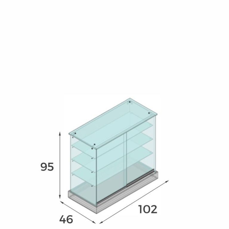 VITRINA CRISTAL 8mm TEMPLADO, 3 ESTANTES 1020x460x950