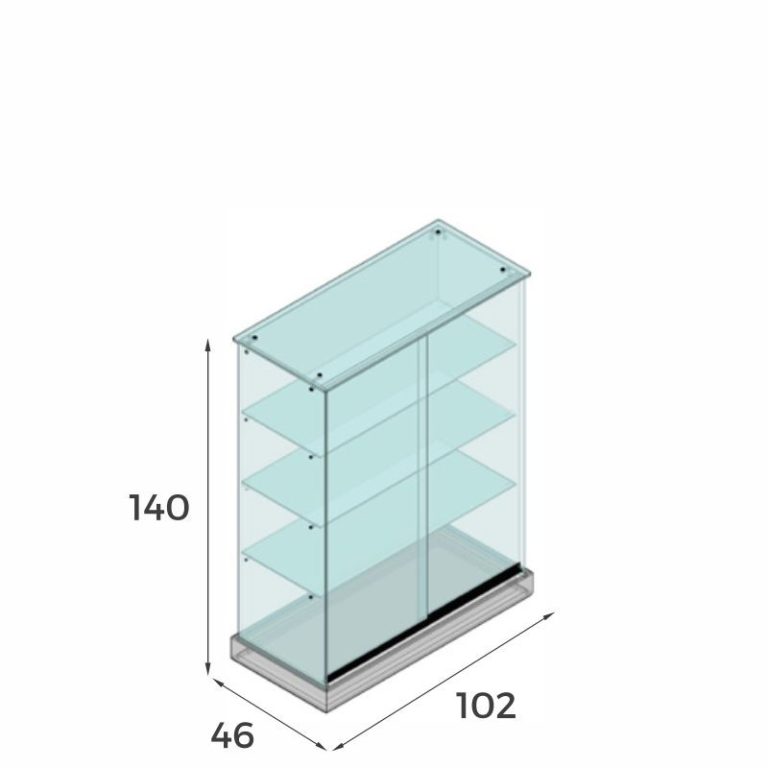 VITRINA CRISTAL 8mm TEMPLADO, 3 ESTANTES 1020x460x1400