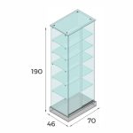 VITRINA CRISTAL 8mm TEMPLADO, 5 ESTANTES 700x460x1900