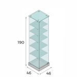 VITRINA CRISTAL 8mm TEMPLADO, 5 ESTANTES 460x460x1900