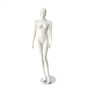 Maniquí señora con cabeza pelo esculpido. Blanco mate