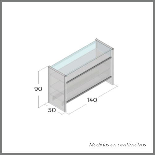 MOSTRADOR CAPRI M40 DE 140cm - VITRINA CORTA MOSTRADOR CAPRI M40 DE 140cm - VITRINA CORTA
