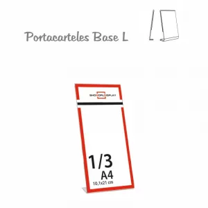 PORTACARTELES METACRILATO VERTICAL base L 1/3-A4 (en caja de 10 uds)