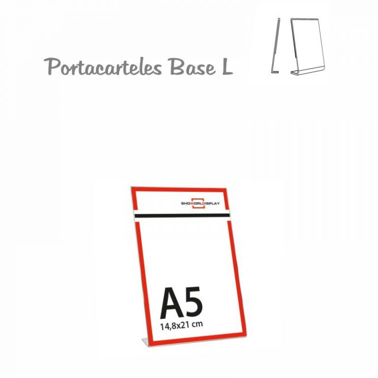 PORTACARTELES METACRILATO VERTICAL base L A5 (en caja de 12 uds)